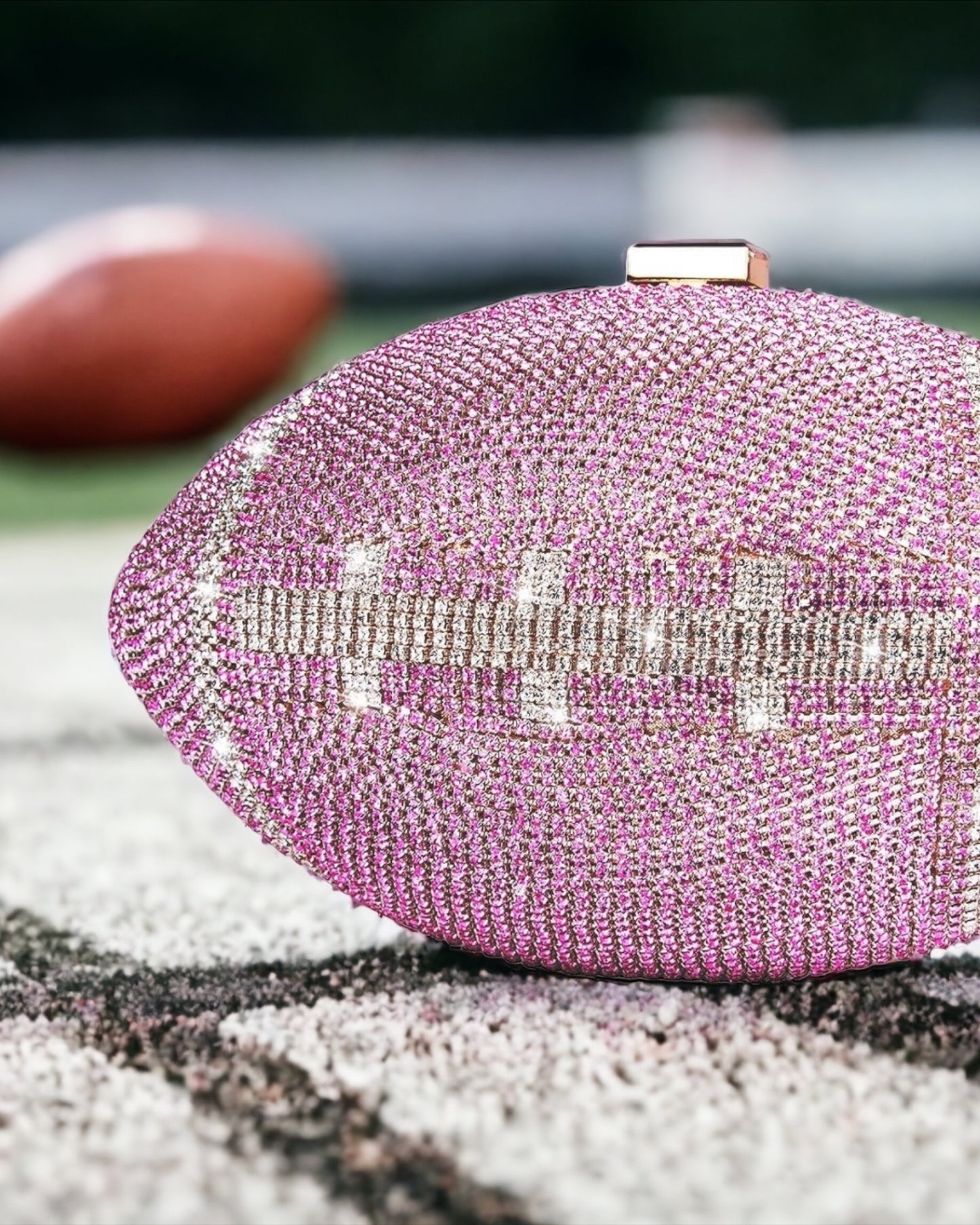 Bling Football Clutch with Gold Chain