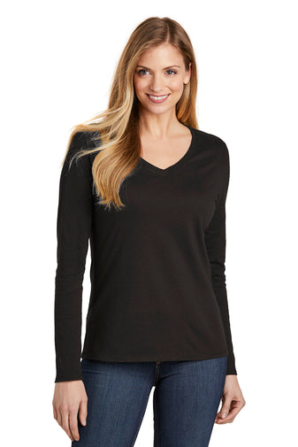 Bold Cross Bling Ladies Long Sleeve V