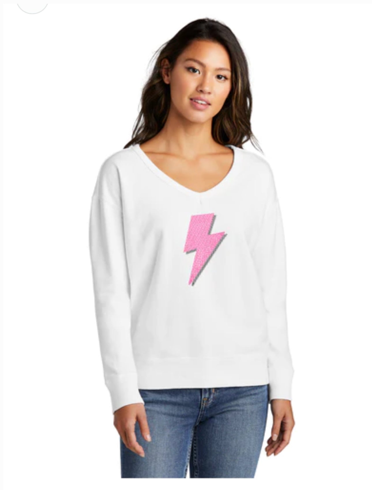 Pink Lightning Little Thumbelina Girl Ugly Christmas Sweater NEW Style! Ladies V Neck Fleece