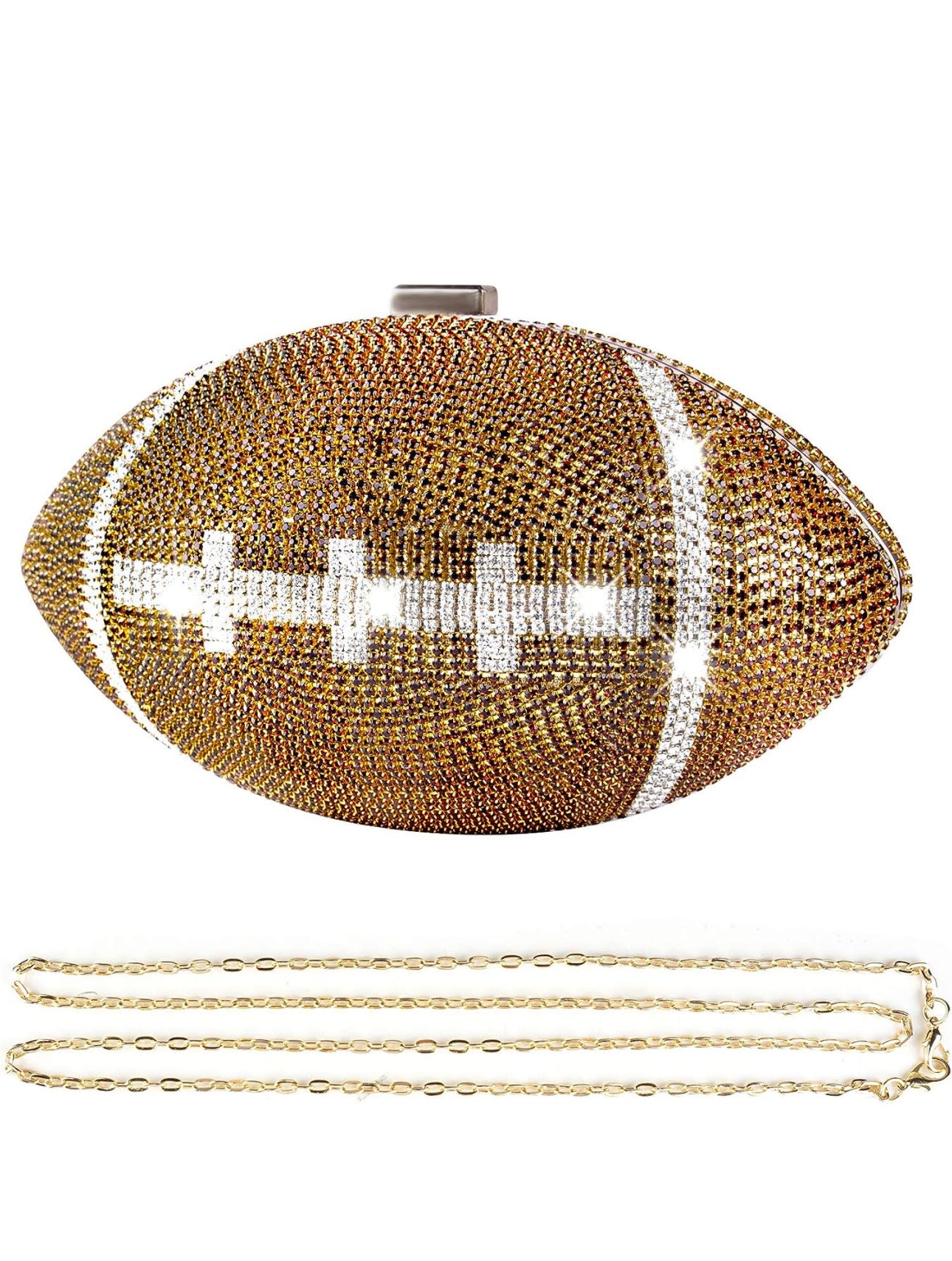 Bling Football Clutch with Gold Chain