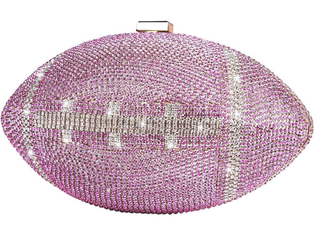 Bling Football Clutch with Gold Chain