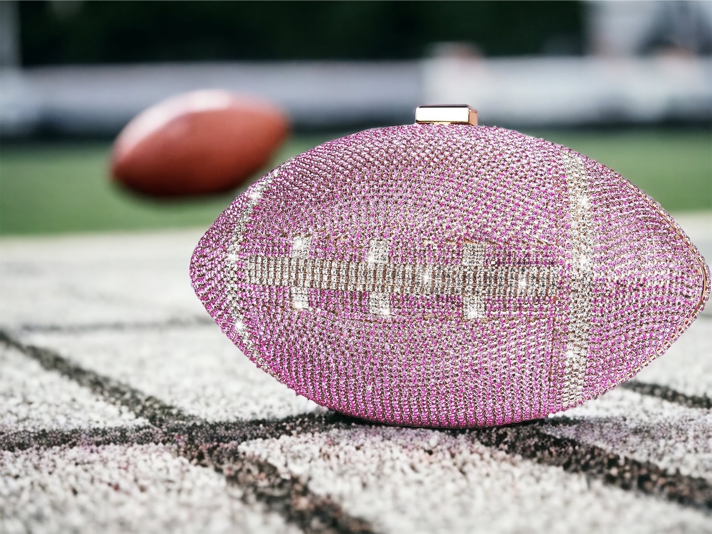 Bling Football Clutch with Gold Chain