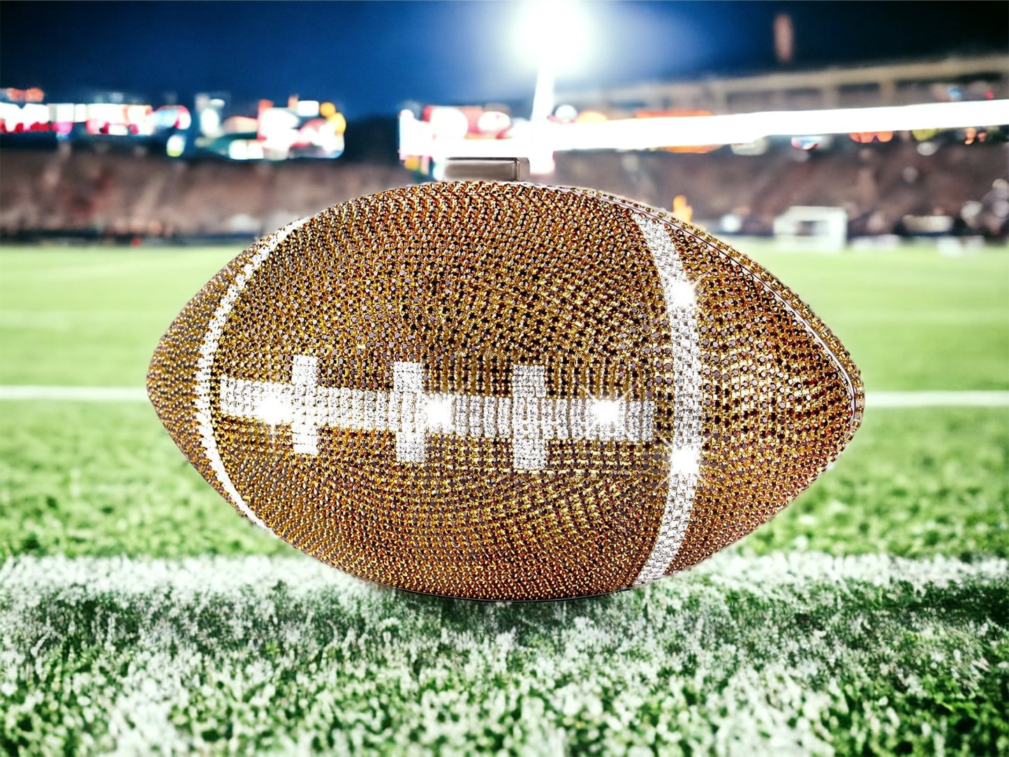 Bling Football Clutch with Gold Chain