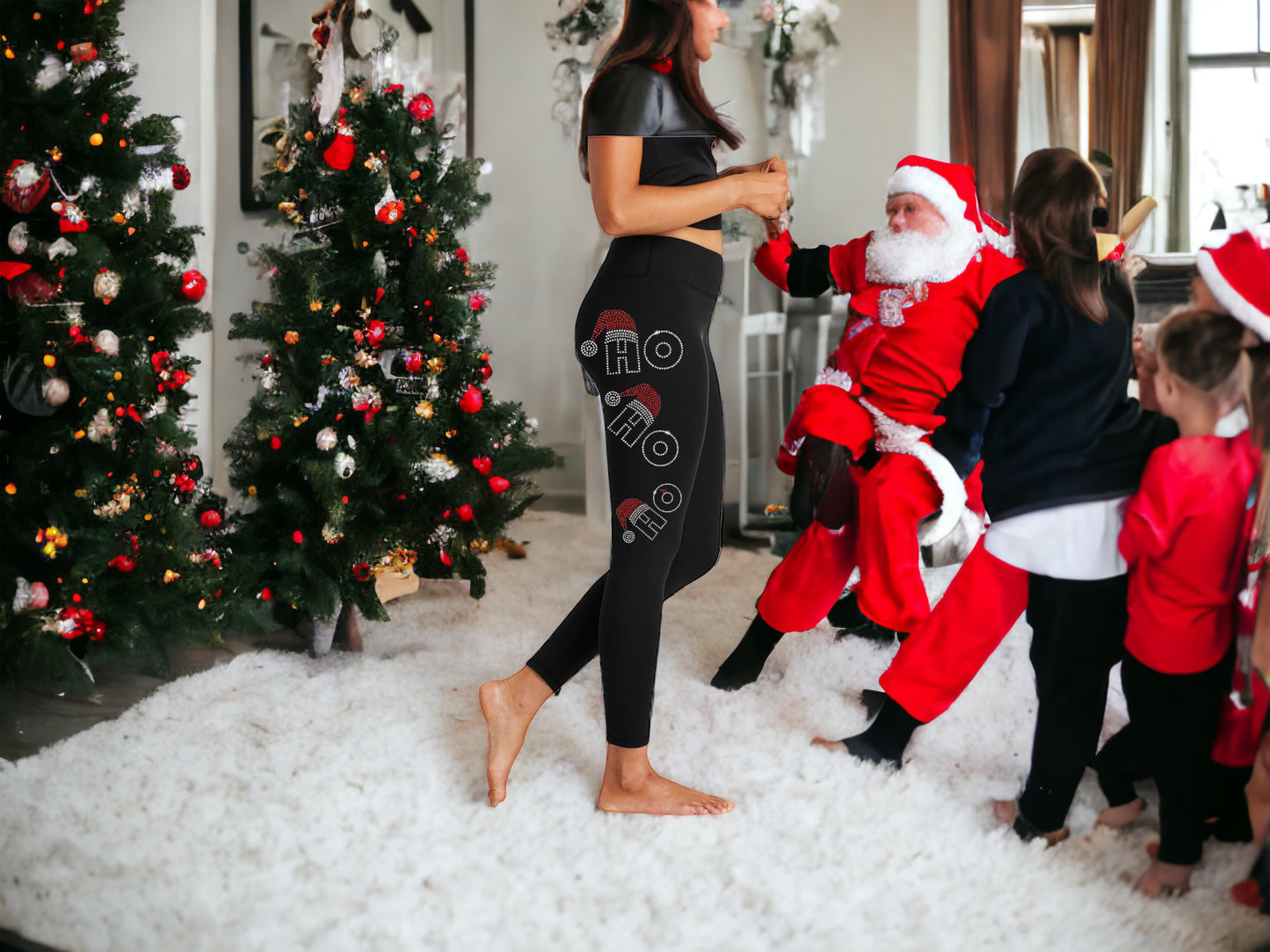 Ho Ho Ho Holiday Bling Yoga Pants