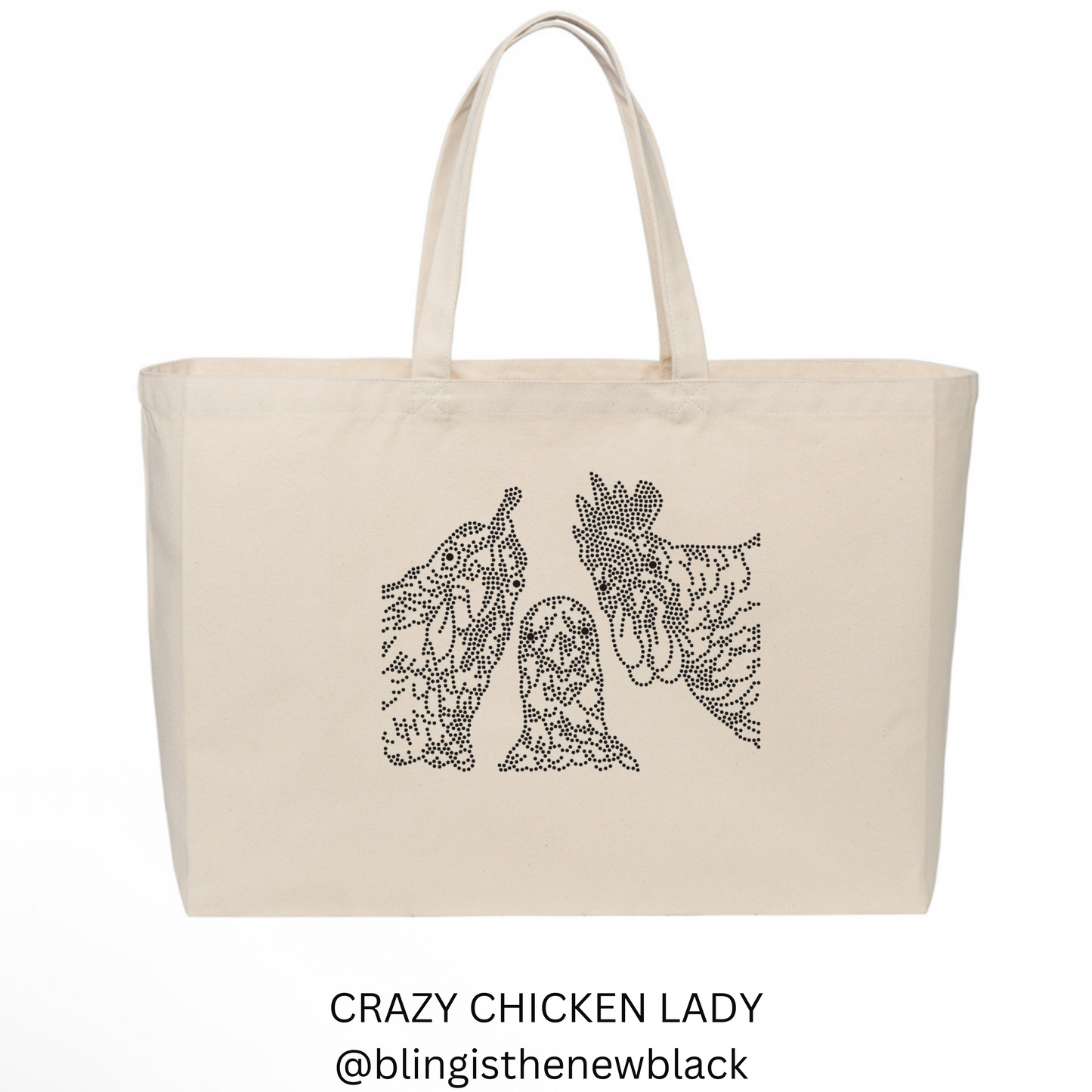 Crazy Chicken Lady Jumbo Bling Tote