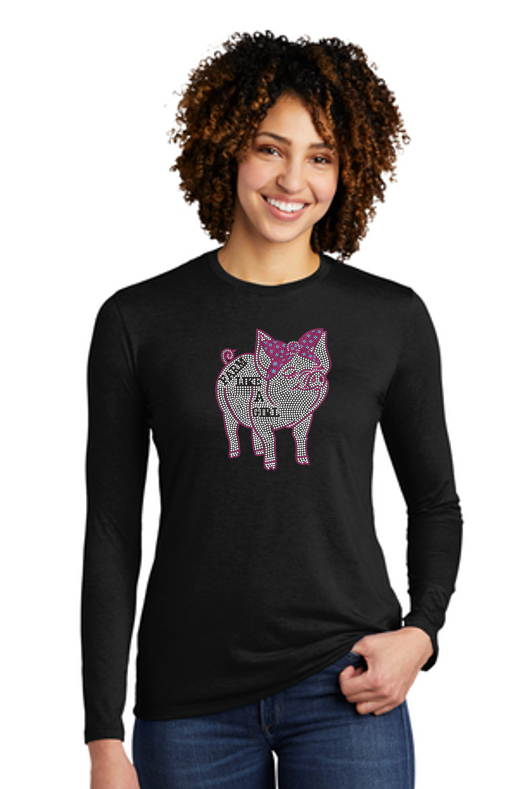 Farm Like A Girl Organic Ladies Bling Long Sleeve T