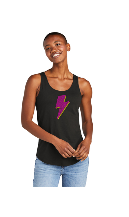 Little Thumbelina Pink Lightning Bling Relaxed Tank Pink/Yellow Design