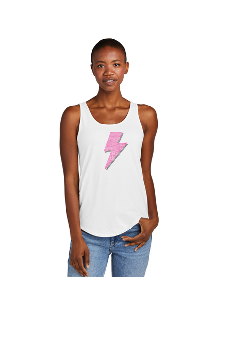 Little Thumbelina Pink Lightning Bling Relaxed Tank Pink/Black Design