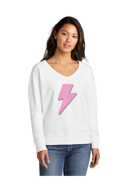 Pink Lightning Little Thumbelina Girl Ugly Christmas Sweater NEW Style! Ladies V Neck Fleece