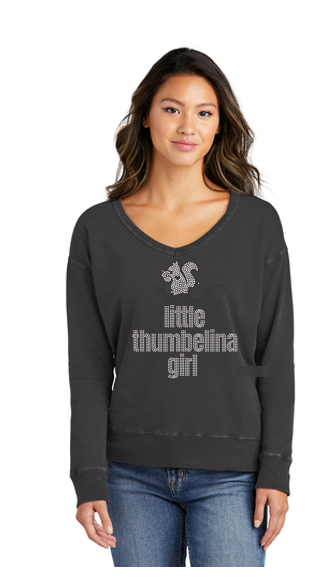 Little Thumbelina Girl Ugly Christmas Sweater NEW Style! Ladies V Neck Fleece