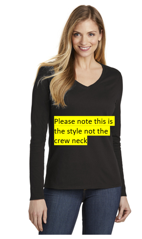 Bold Cross Bling Ladies Long Sleeve V
