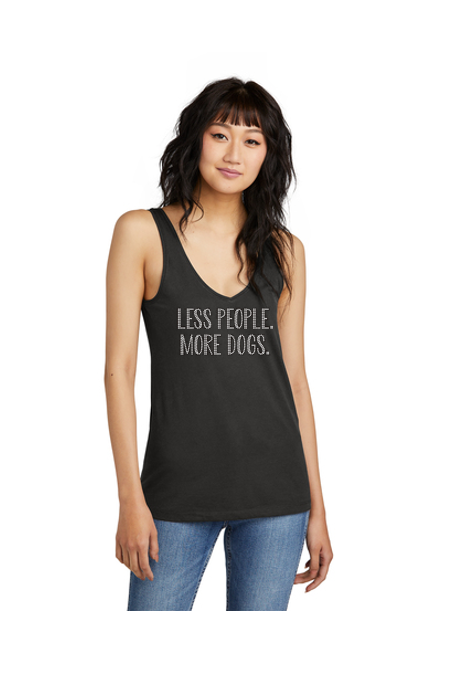 Less People More Dogs *New Style* Bling V Neck Tank