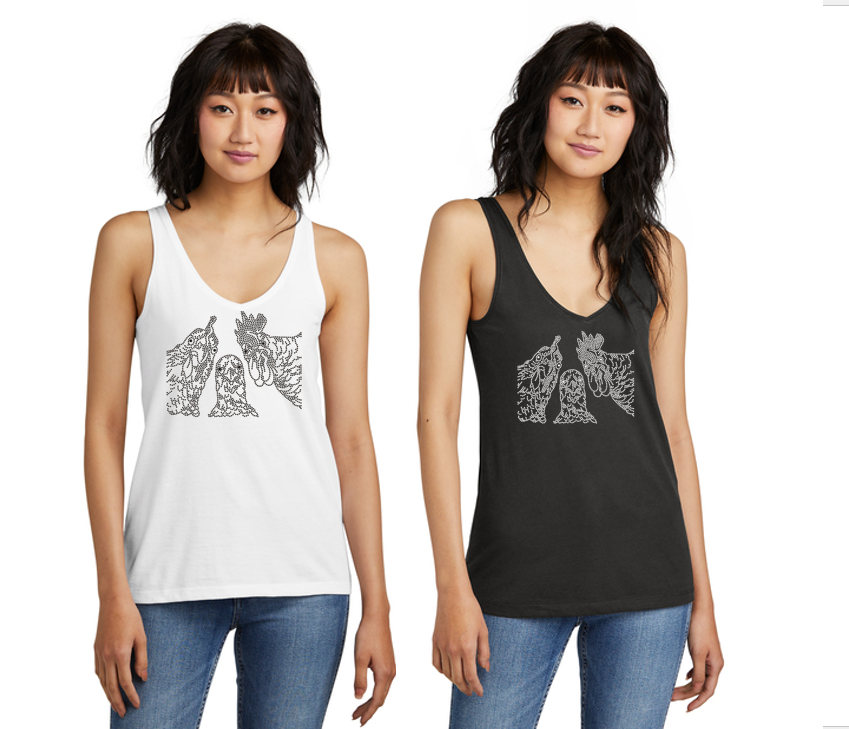Sketchy Chickens *New Style* Bling V Neck Tank