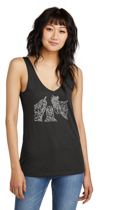 Sketchy Chickens *New Style* Bling V Neck Tank
