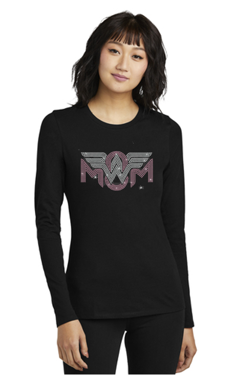 Super Hero Mom Bling Tribend Ladies Long Sleeve Crew YUMMY SOFT LIGHT MOTHER'S DAY