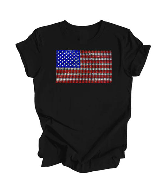 NEW Flag Design Bling Unisex Crew NEW COLORS