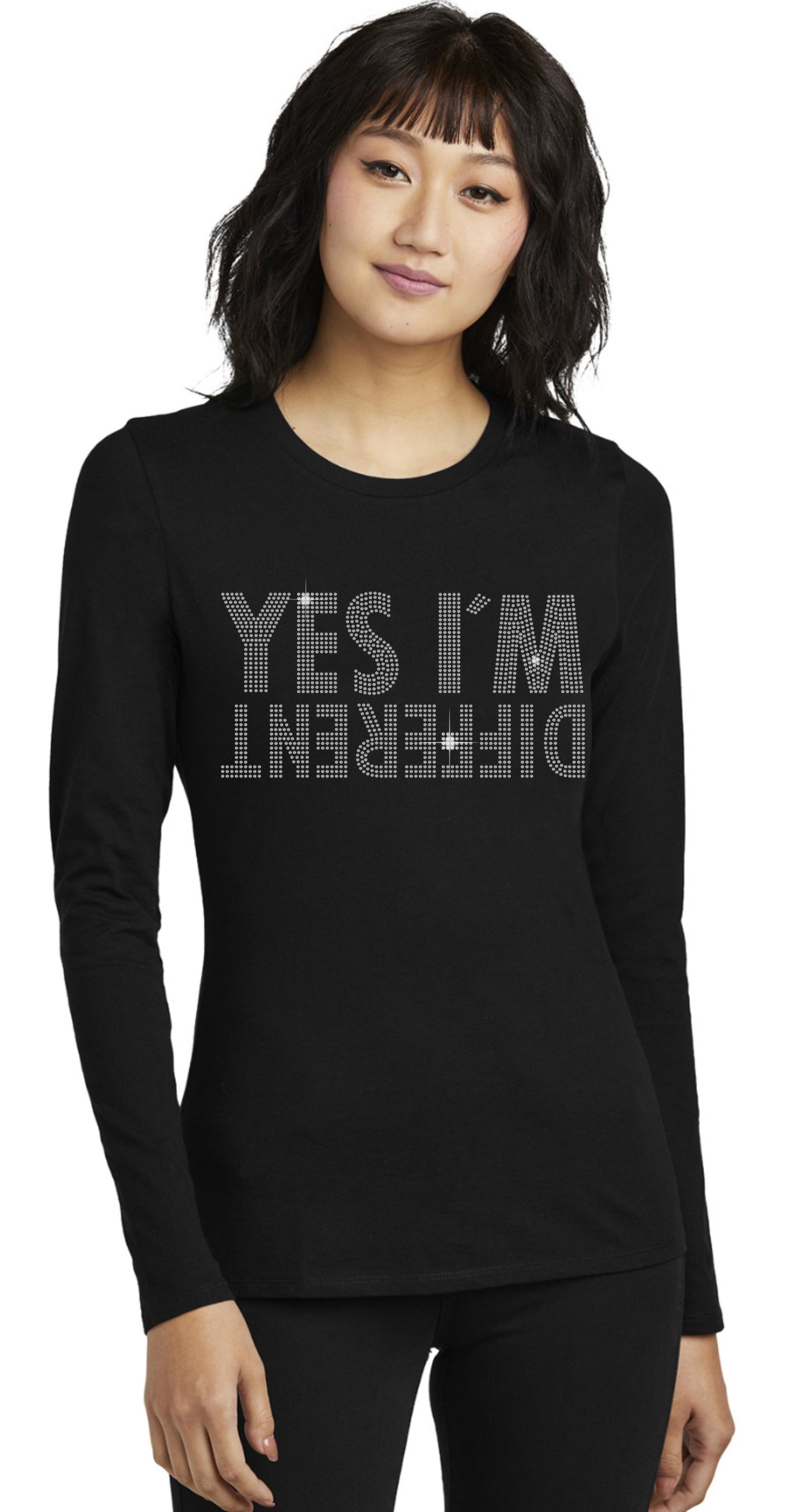Yes I'm Different Bling Tribend Ladies Long Sleeve Crew