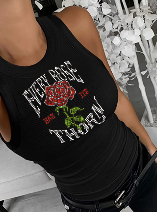 Every Rose Ladies Longer Fitted Bling Tank