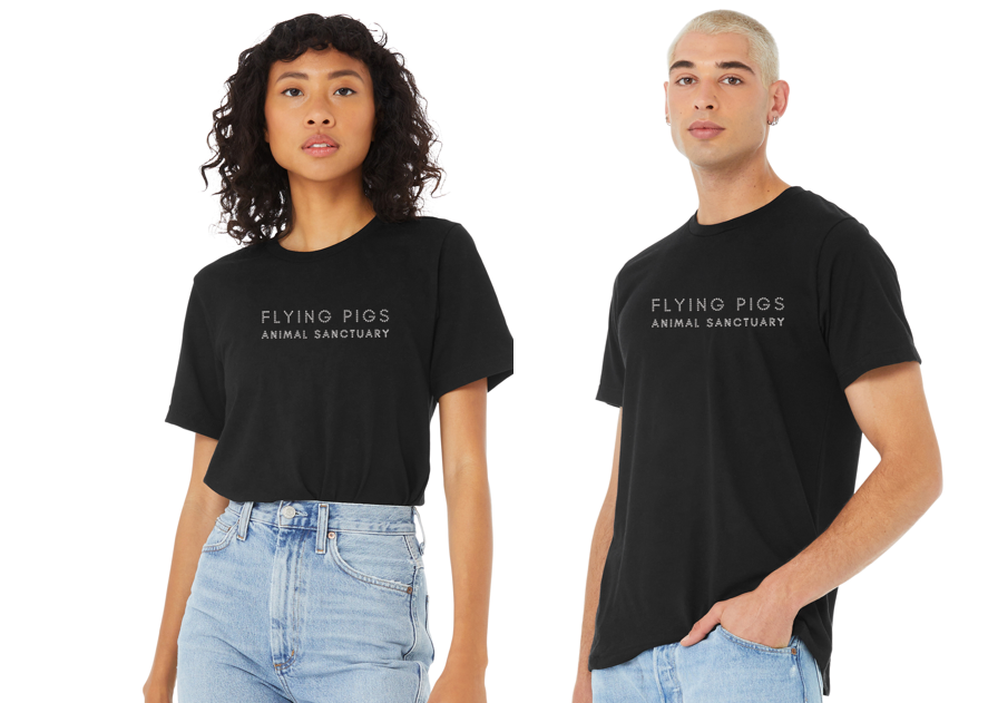 Flying Pigs Animal Sanctuary Bling Unisex Crew (TEXT ONLY LOGO)
