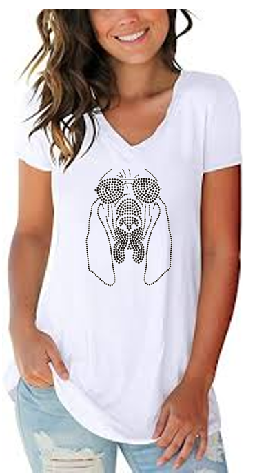 Bloodhound Sketch Bling V Neck
