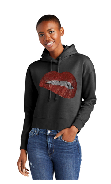 Hot Lips Bling Pullover Fleece Hoodie