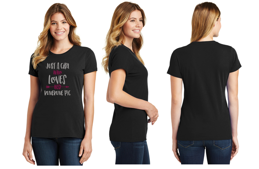 Just A Girl Who Loves Her Kunekune Pig Bling Ladies Fan Favorite Crew