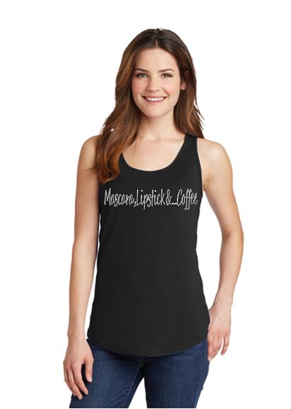 Mascara Lipstick & Coffee Bling Loose Fit Tank