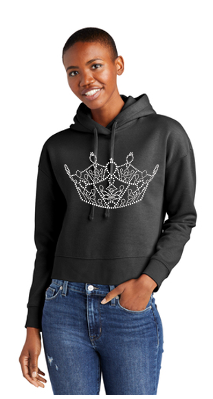 Large Crown Bling Pullover Fleece Hoodie