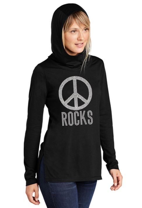 Peace Rocks Bling Pullover Fleece Luuma Hoodie