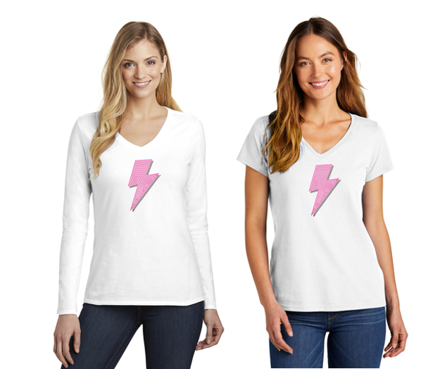 Little Thumbelina Pink Lightning Bling V Necks Long or Short Sleeve