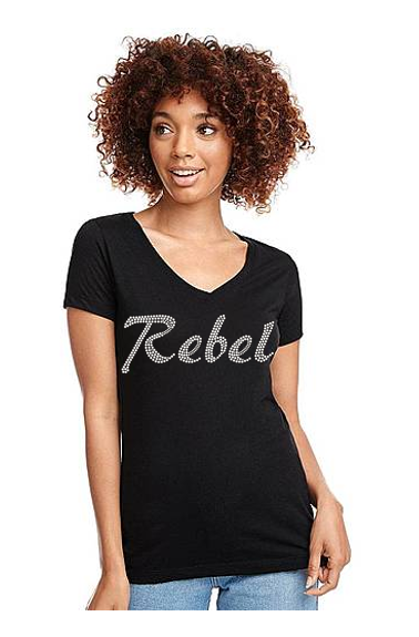 Rebel Ladies Bling V Neck