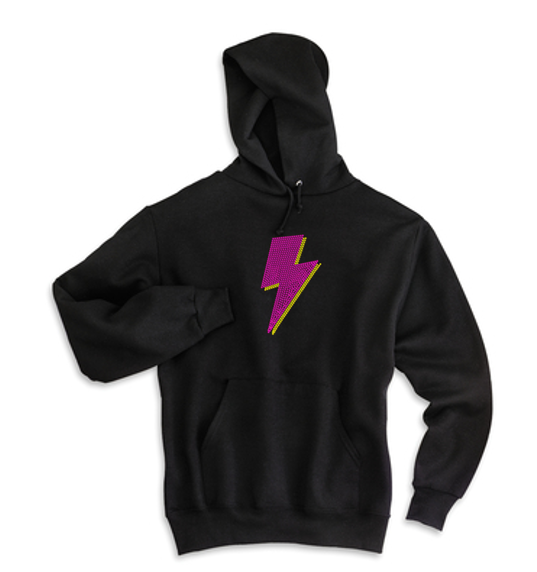 Little Thumbelina Pink Lightning Bling Unisex Pullover Fleece Hoodie S-4X Pink/Yellow Design