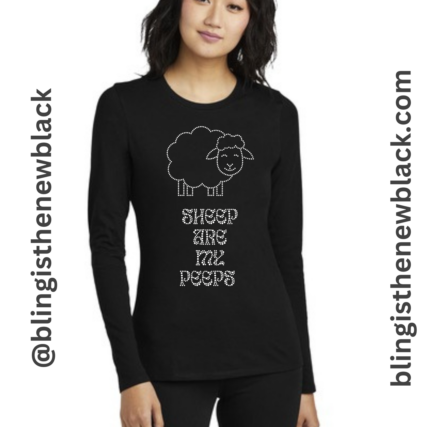 Sheep Are My Peeps Bling Tribend Ladies Long Sleeve Crew YUMMY SOFT