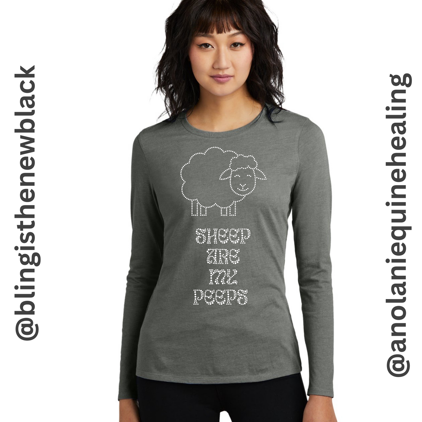 Sheep Are My Peeps Bling Tribend Ladies Long Sleeve Crew YUMMY SOFT