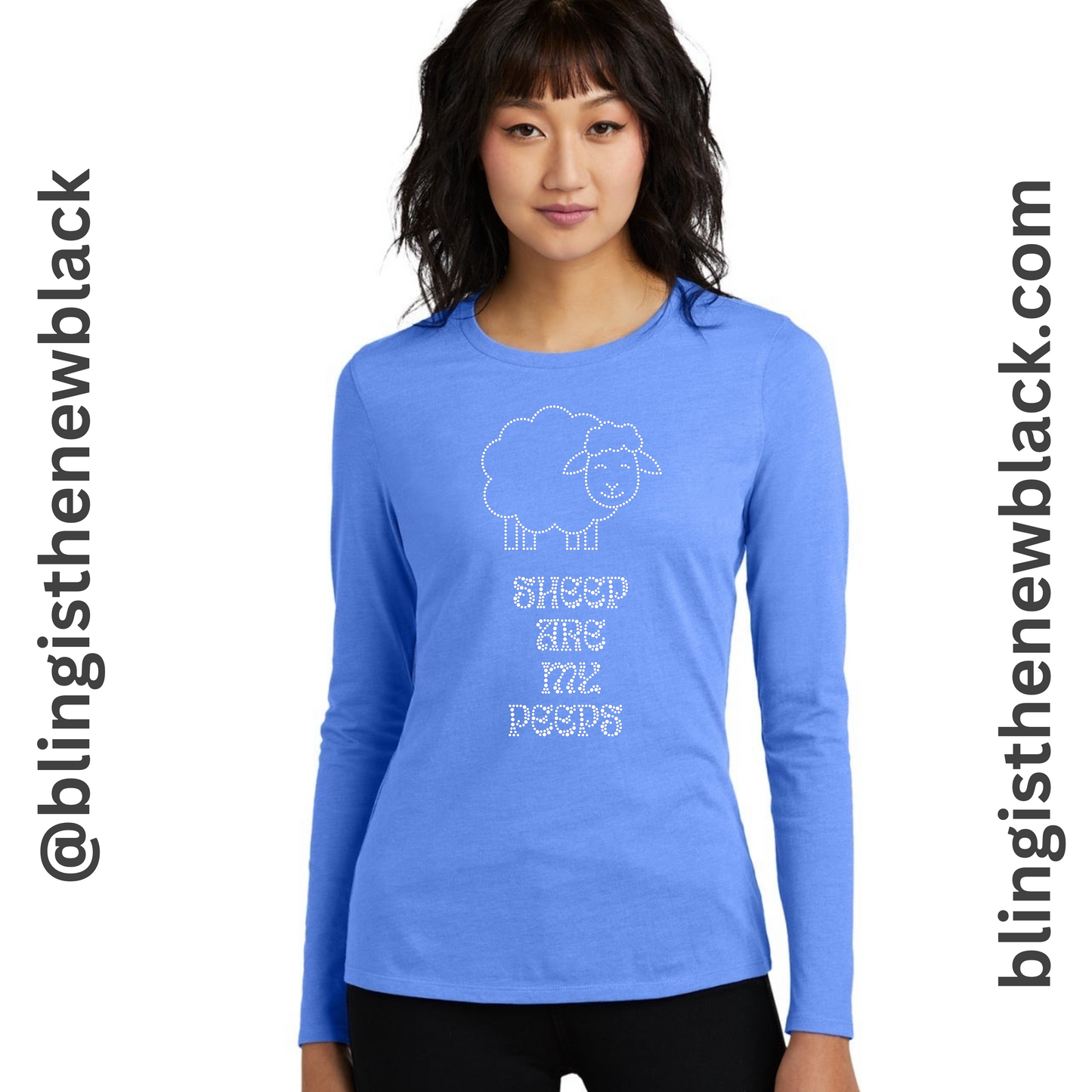 Sheep Are My Peeps Bling Tribend Ladies Long Sleeve Crew YUMMY SOFT