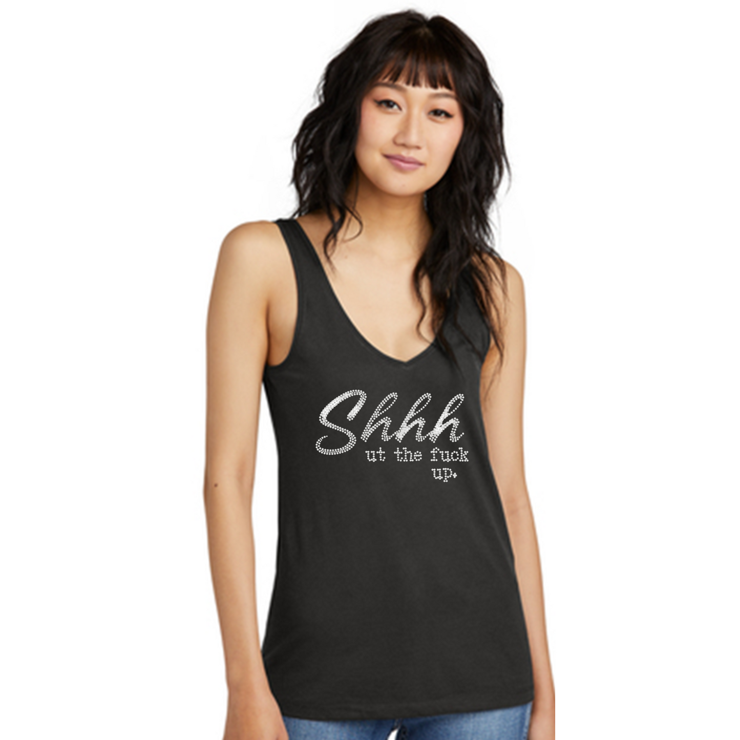 Shhh  *New Style*  Bling V Neck Tank