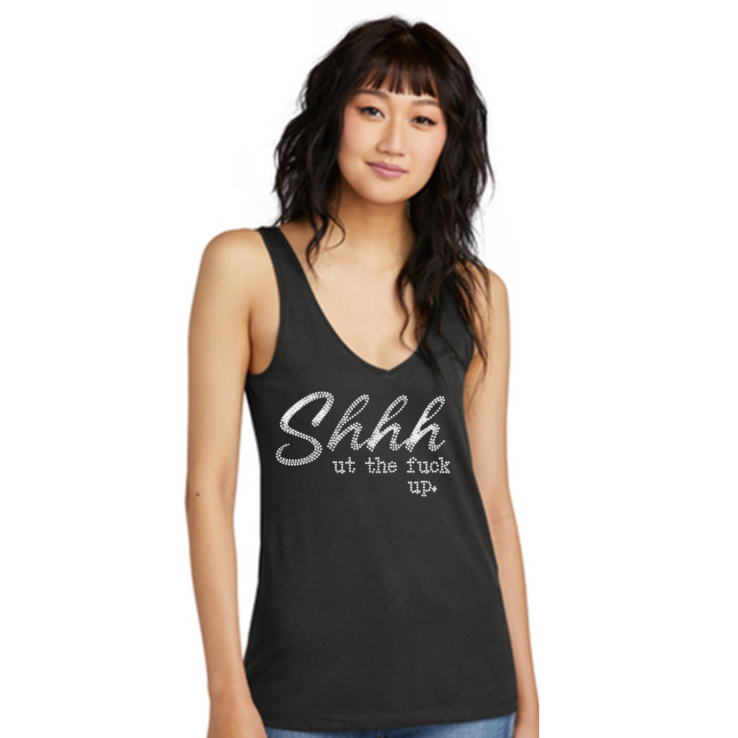 Shhh  *New Style*  Bling V Neck Tank