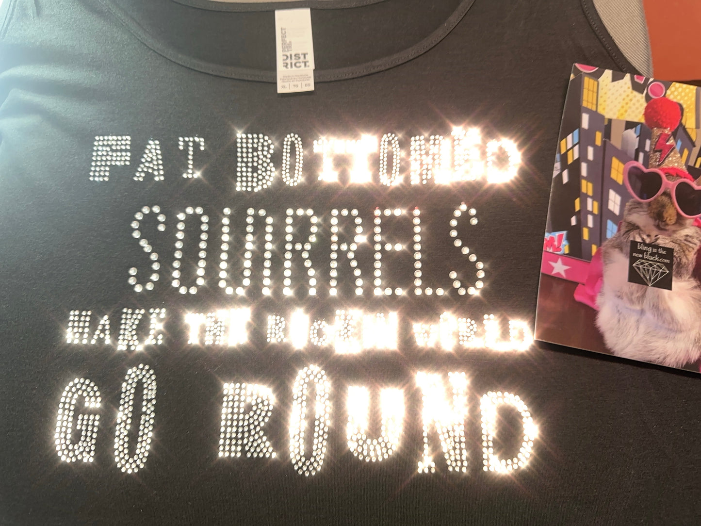 Fat Bottom Squirrels Pink Lightning Bling Relaxed Tank