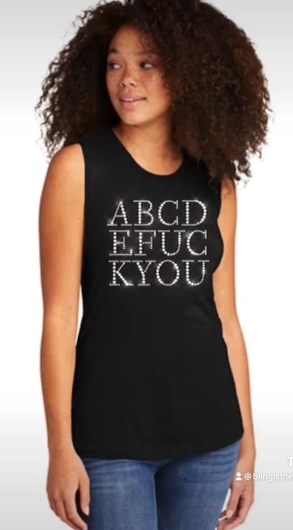 Adult Alphabet Bling Muscle Tank