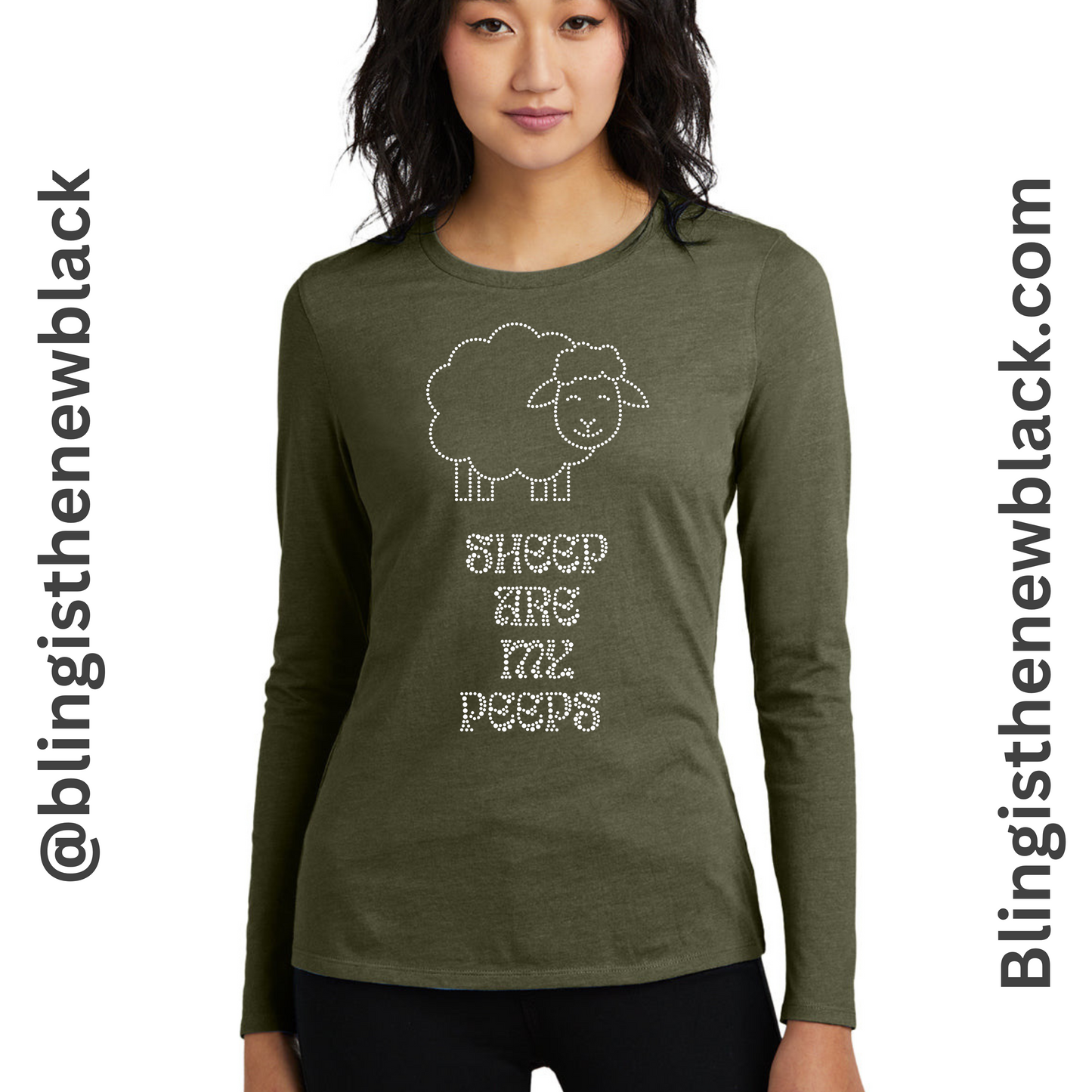 Sheep Are My Peeps Bling Tribend Ladies Long Sleeve Crew YUMMY SOFT