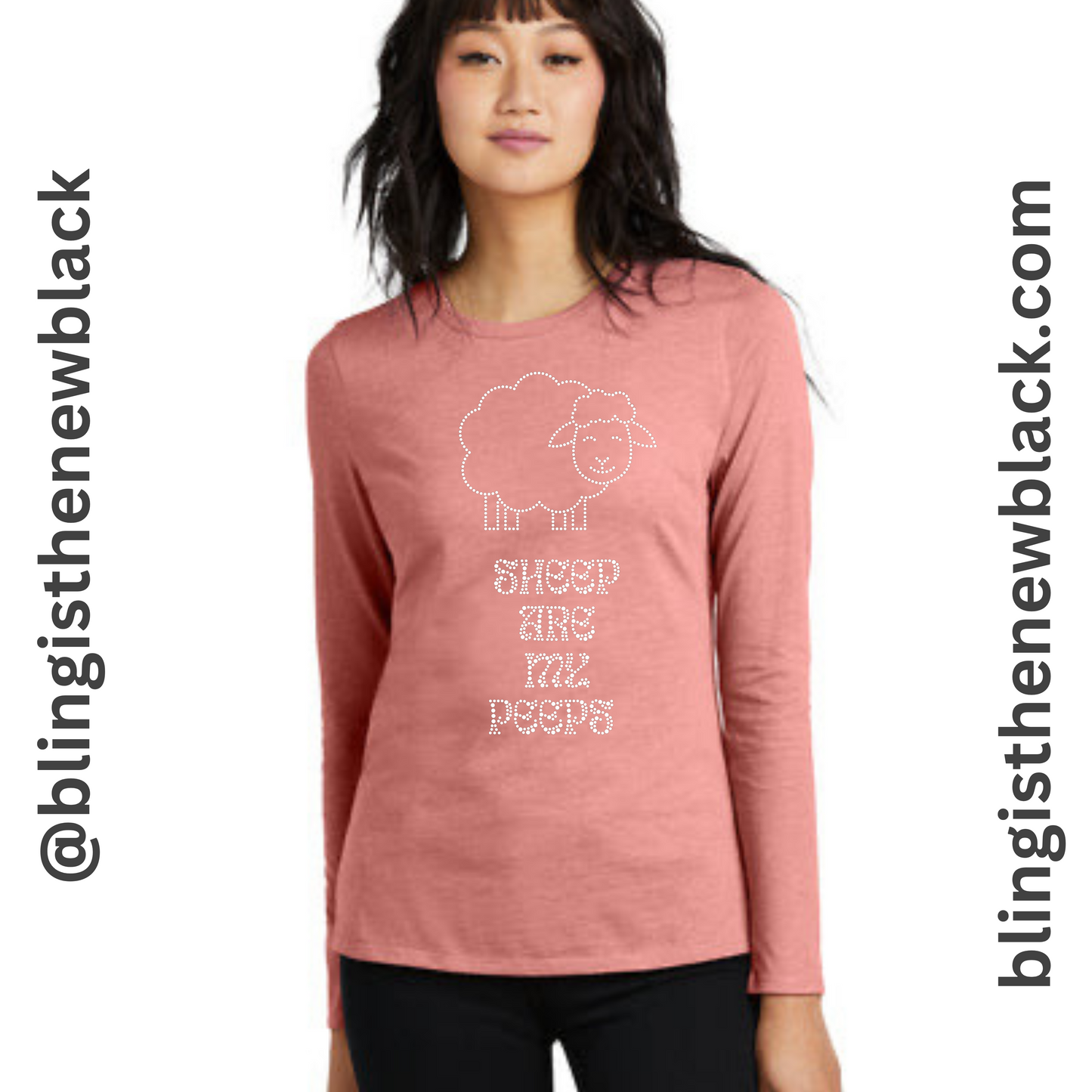 Sheep Are My Peeps Bling Tribend Ladies Long Sleeve Crew YUMMY SOFT