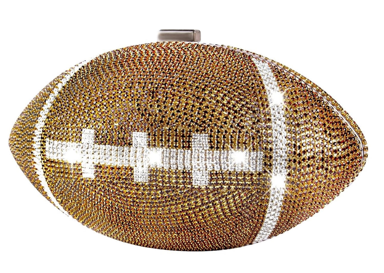 Bling Football Clutch with Gold Chain