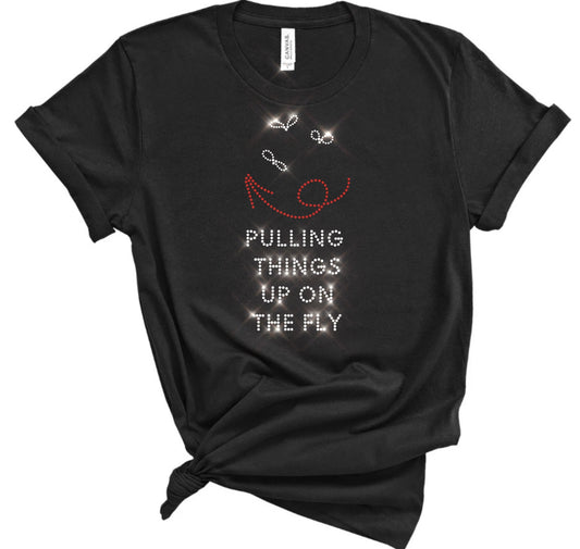 Pulling Things Up On The Fly Bling Unisex Crew