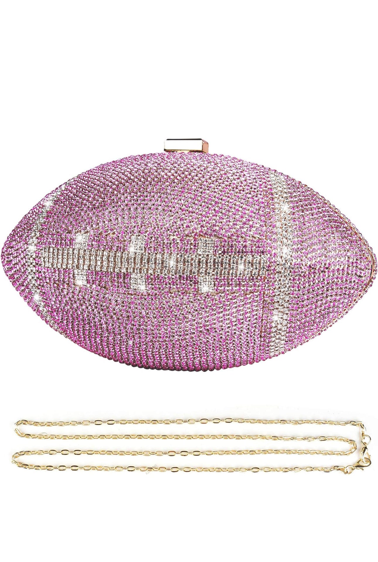Bling Football Clutch with Gold Chain