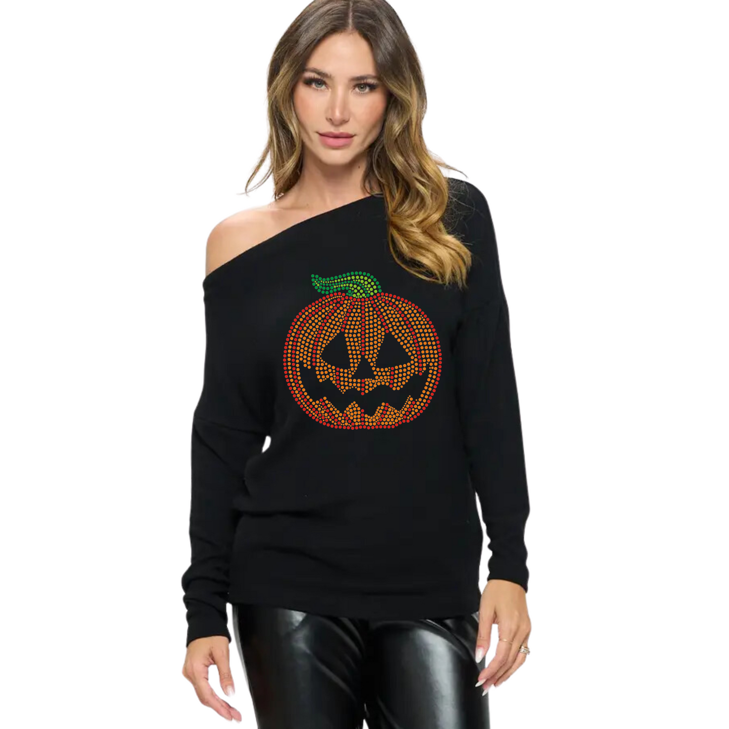 Pumpkin Halloween *NEW STYLE ALERT* Bling Long Sleeve Slouchy