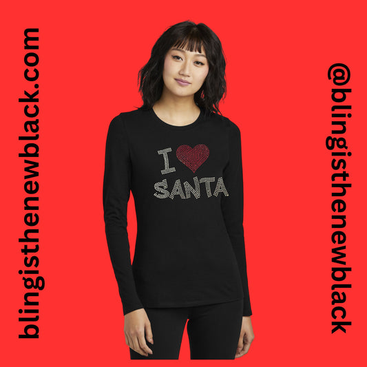 I ❤️ Santa Bling Tribend Ladies Long Sleeve Crew