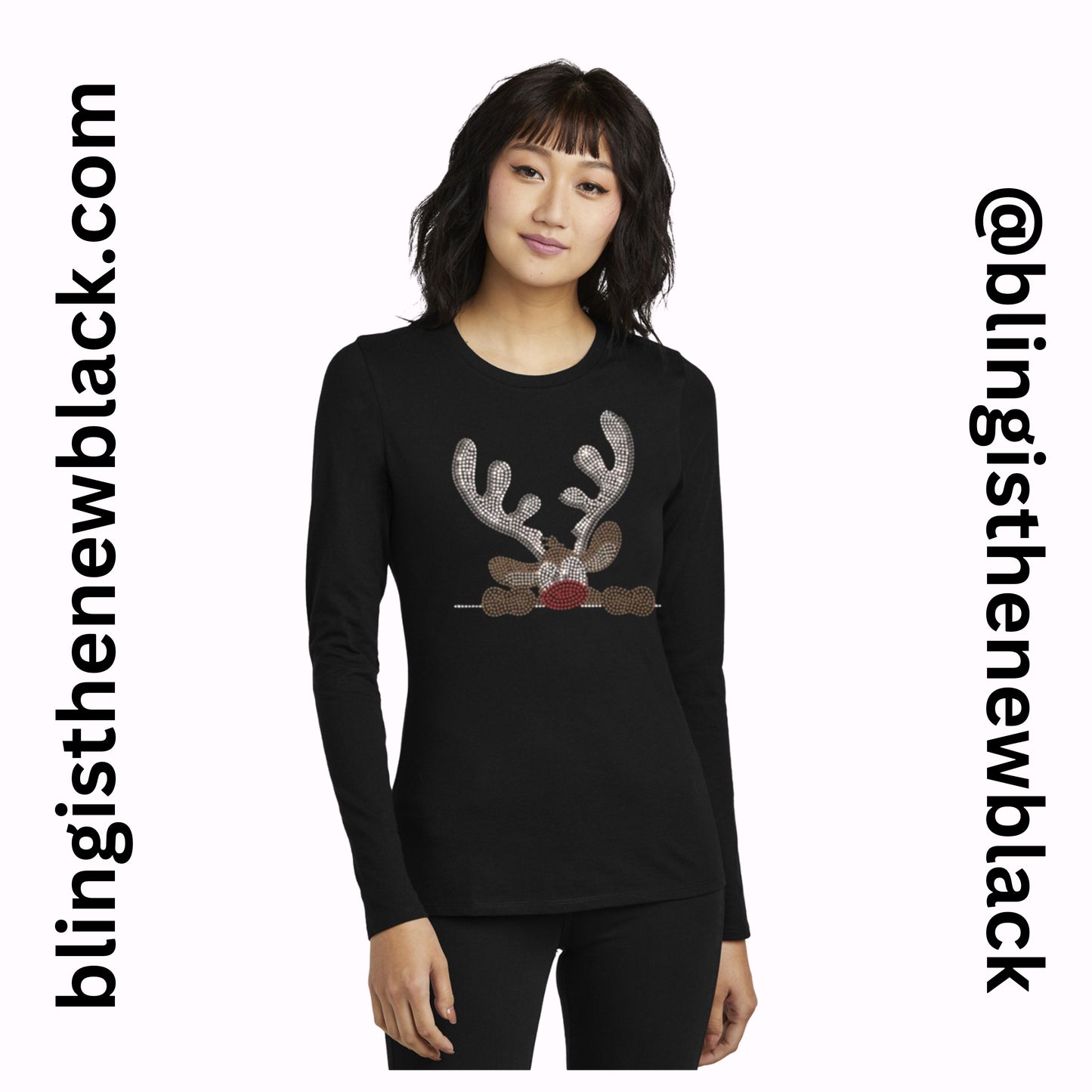 Rudolph Bling Tribend Ladies Long Sleeve Crew