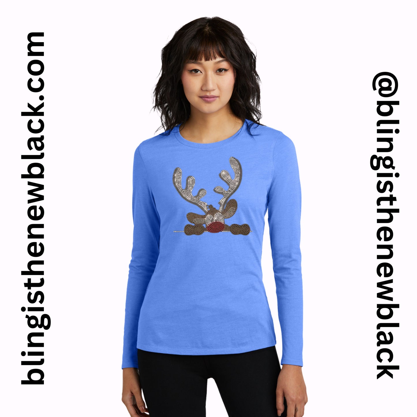 Rudolph Bling Tribend Ladies Long Sleeve Crew