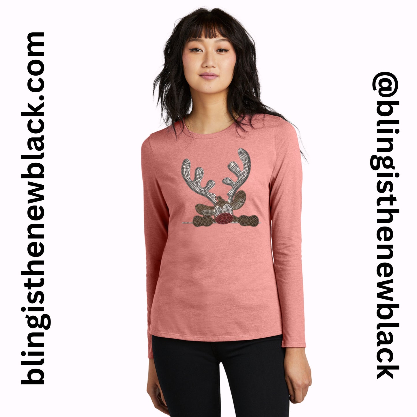 Rudolph Bling Tribend Ladies Long Sleeve Crew