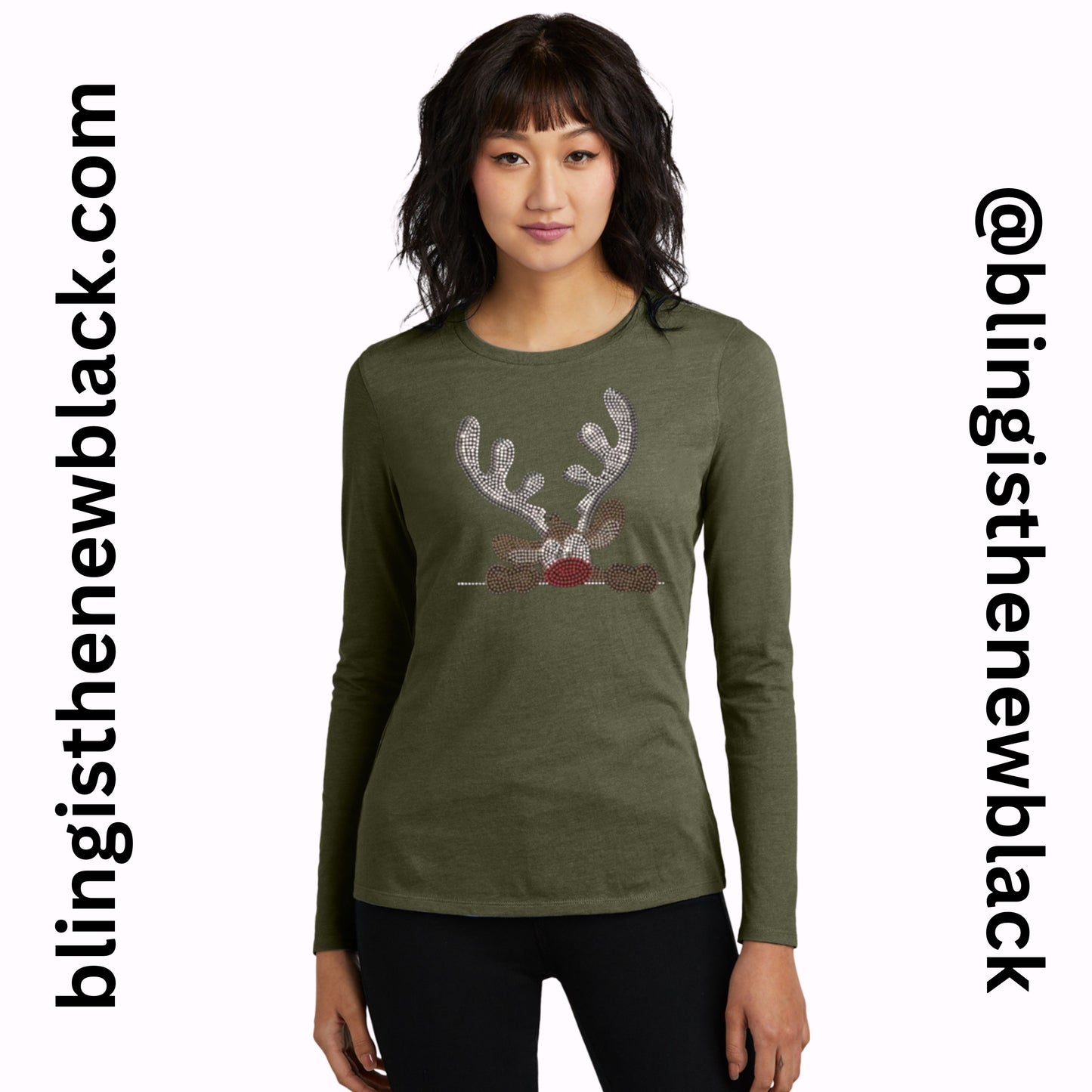 Rudolph Bling Tribend Ladies Long Sleeve Crew